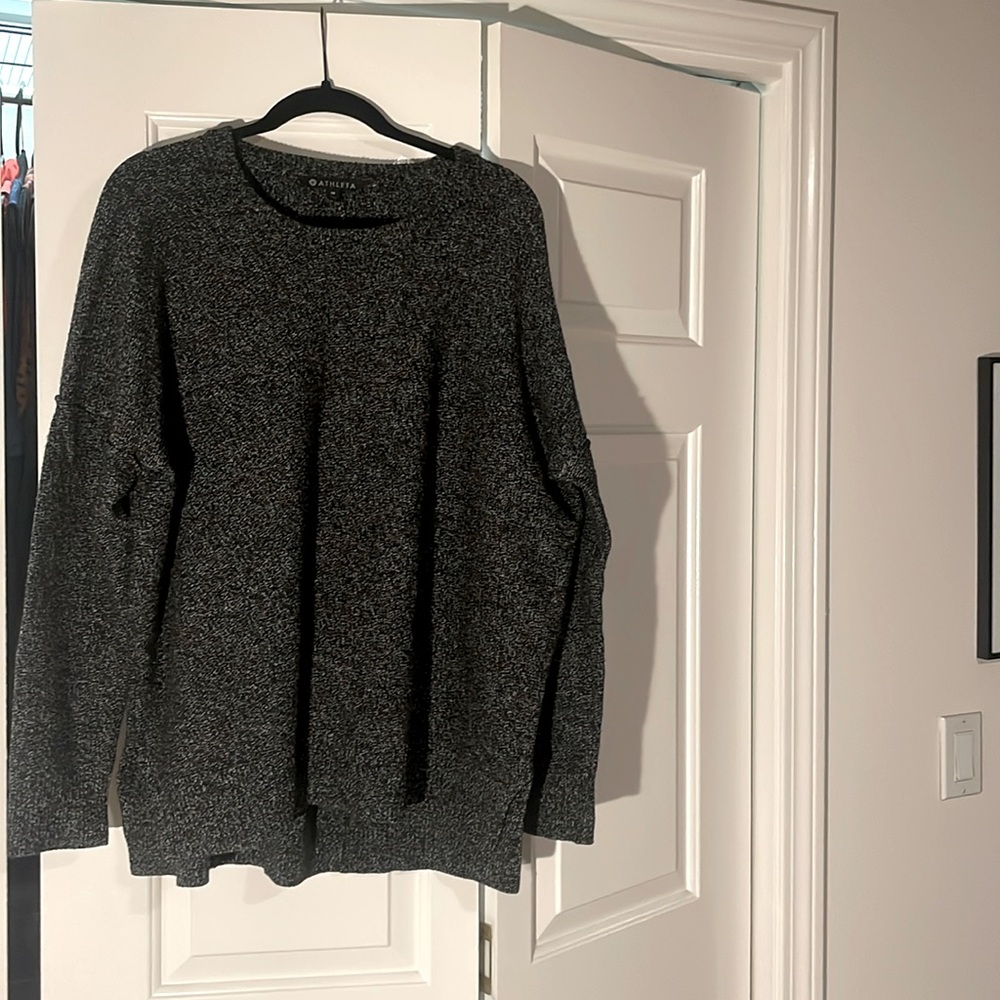 Athleta size medium grey/black marl wool/cashmere sweater size medium